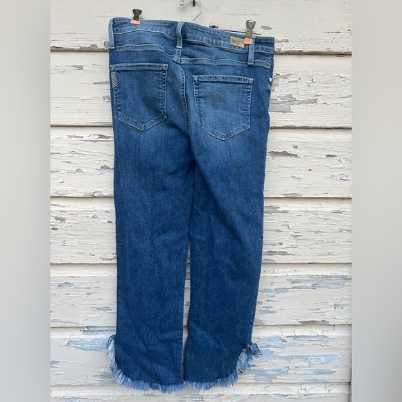 Paige Hoxton Straight Ankle Norfolk Frayed Hem BoHo High Rise Jeans 30 - Picture 12 of 14